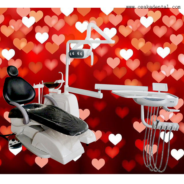 Black color dental chair unit with LED lamp / Economic dental chair Buy Economic dental chair