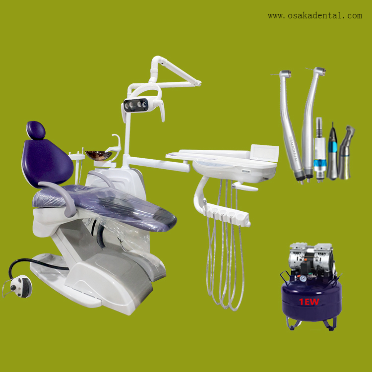 Blue Color Dental Chair with Dental Handpiece And Dental Air Compressor Buy dental clinic